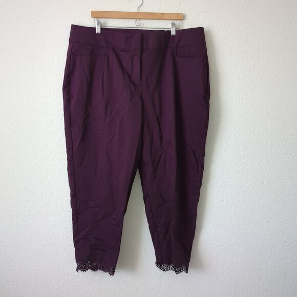 NWT Lane Bryant The Allie Dress Pants Size 22 W Lace Ankle Purple Career Chic - Picture 3 of 6